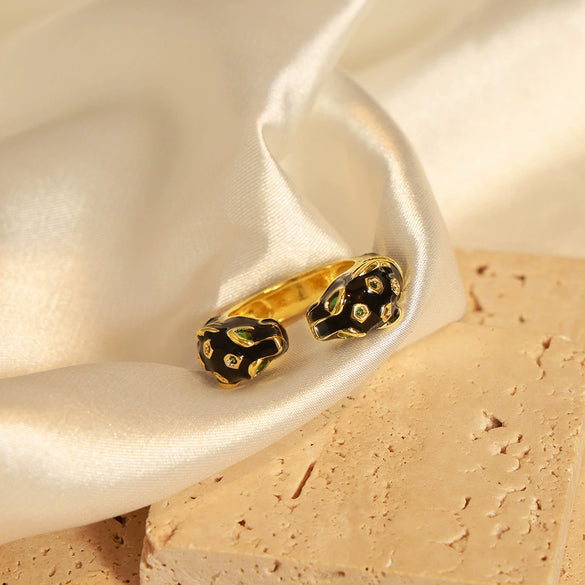 Jewelry Copper Animals Zodiac Dripping Oil Style Ring