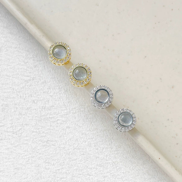 Jewelry Copper Aquamarine Spacer Beads Circle Pattern Electroplating Diy Handmade Bracelet Necklace Beaded Accessories Material
