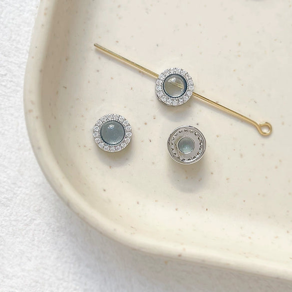 Jewelry Copper Aquamarine Spacer Beads Circle Pattern Electroplating Diy Handmade Bracelet Necklace Beaded Accessories Material