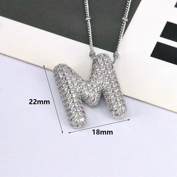 Jewelry Copper Ball Chain Necklace With English Letter Design Hip Hop Style Electroplated