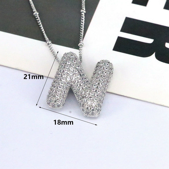 Jewelry Copper Ball Chain Necklace With English Letter Design Hip Hop Style Electroplated