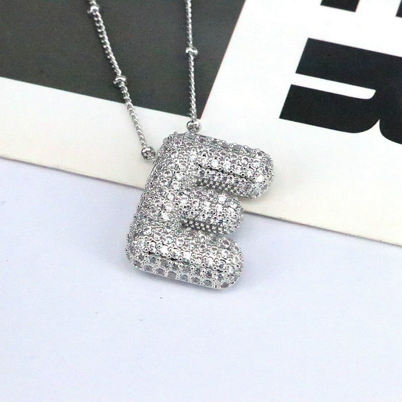 Jewelry Copper Ball Chain Necklace With English Letter Design Hip Hop Style Electroplated