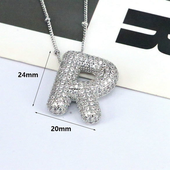 Jewelry Copper Ball Chain Necklace With English Letter Design Hip Hop Style Electroplated