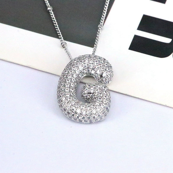 Jewelry Copper Ball Chain Necklace With English Letter Design Hip Hop Style Electroplated