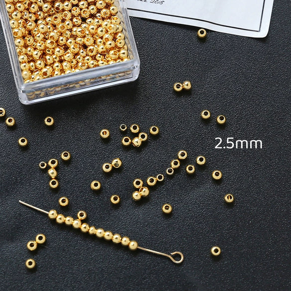 Jewelry Copper Beads With Gold Electroplating And Line Pattern For Necklace Earrings Accessories Materials