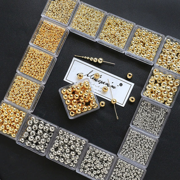 Jewelry Copper Beads With Gold Electroplating And Line Pattern For Necklace Earrings Accessories Materials