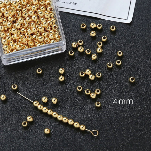 Jewelry Copper Beads With Gold Electroplating And Line Pattern For Necklace Earrings Accessories Materials