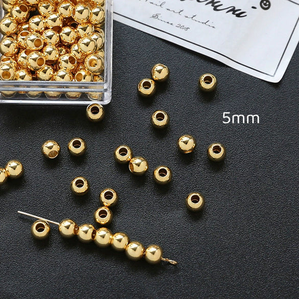 Jewelry Copper Beads With Gold Electroplating And Line Pattern For Necklace Earrings Accessories Materials
