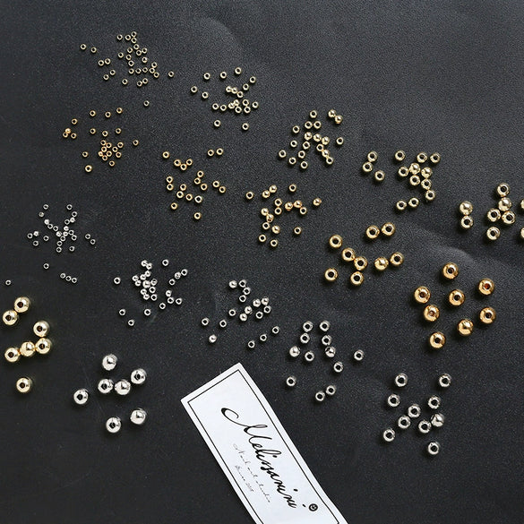 Jewelry Copper Beads With Gold Electroplating And Line Pattern For Necklace Earrings Accessories Materials