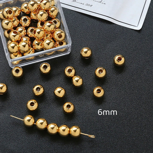 Jewelry Copper Beads With Gold Electroplating And Line Pattern For Necklace Earrings Accessories Materials