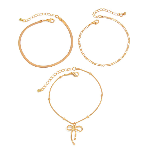 Jewelry Copper Bow Pendant Anklet Simple Style
