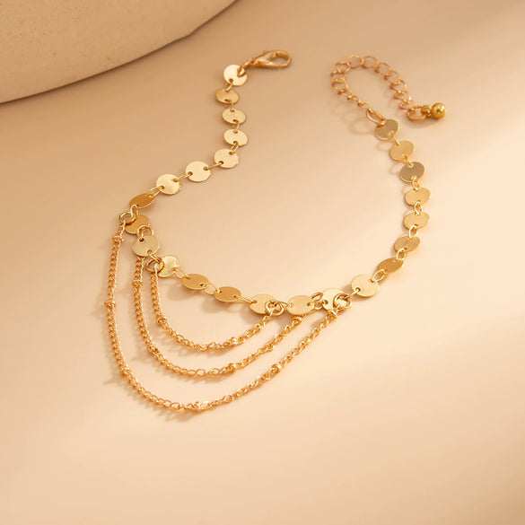 Jewelry Copper Bow Pendant Anklet Simple Style