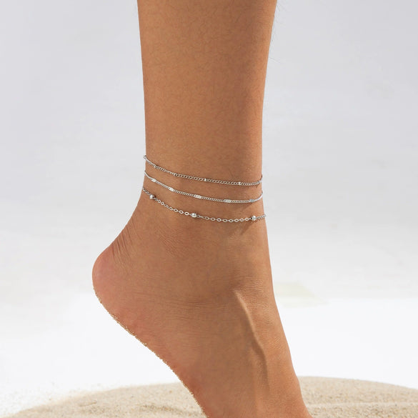 Jewelry Copper Bow Pendant Anklet Simple Style