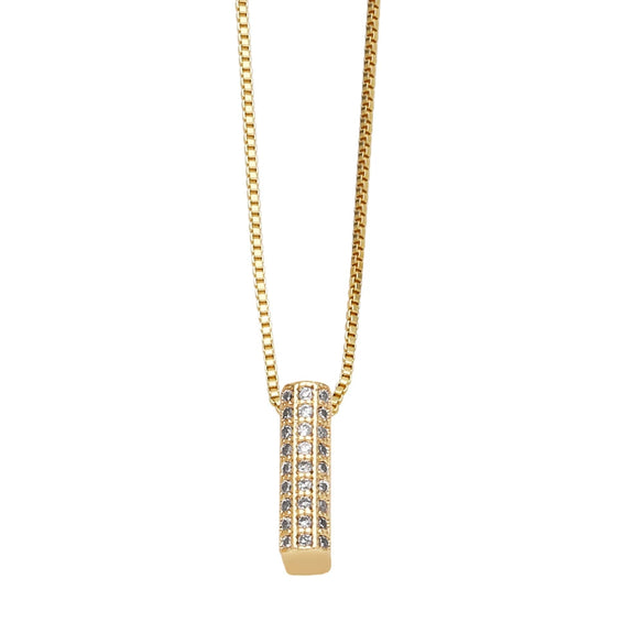 Jewelry Copper Box Chain English Alphabet Zircon Gold Plated Necklace Set Simple Style