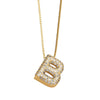 Jewelry Copper Box Chain English Alphabet Zircon Gold Plated Necklace Set Simple Style