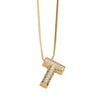 Jewelry Copper Box Chain English Alphabet Zircon Gold Plated Necklace Set Simple Style