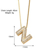 Jewelry Copper Box Chain English Alphabet Zircon Gold Plated Necklace Set Simple Style