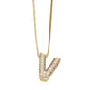 Jewelry Copper Box Chain English Alphabet Zircon Gold Plated Necklace Set Simple Style