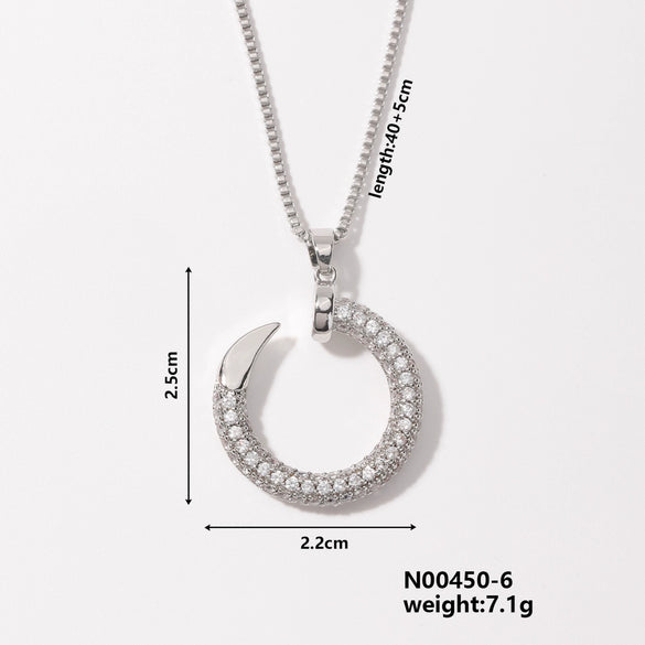 Jewelry Copper Box Chain Necklace With Ushape Geometric Pattern And Diamond Design For Women