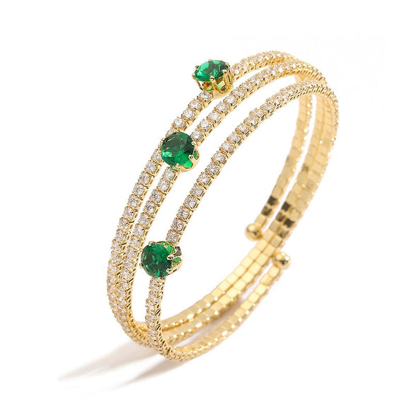 Jewelry Copper Color Diamond Irregular Multilayer Bracelet Light Luxury Zirconia Design
