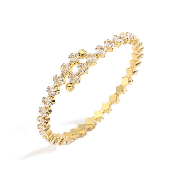 Jewelry Copper Color Diamond Irregular Multilayer Bracelet Light Luxury Zirconia Design