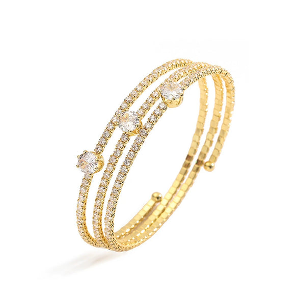Jewelry Copper Color Diamond Irregular Multilayer Bracelet Light Luxury Zirconia Design