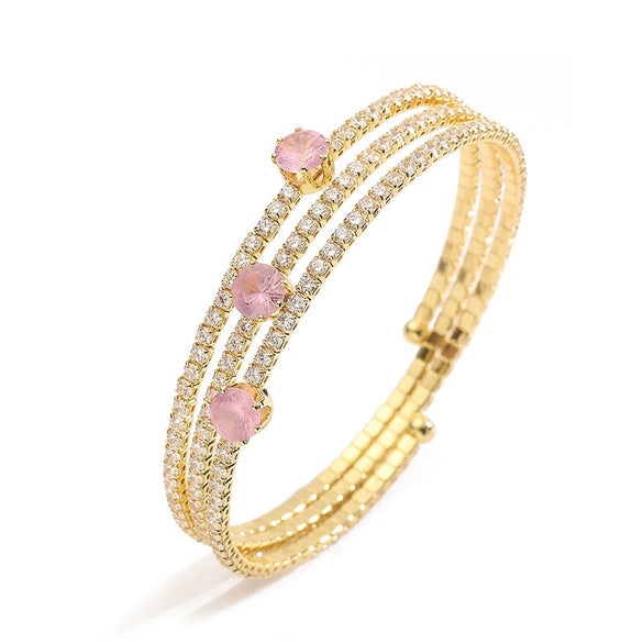 Jewelry Copper Color Diamond Irregular Multilayer Bracelet Light Luxury Zirconia Design
