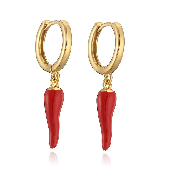 Jewelry Copper Colorful Sshaped Pepper Earrings Geometric Dripping Oil Style