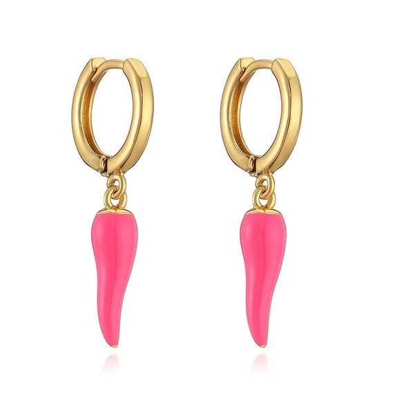 Jewelry Copper Colorful Sshaped Pepper Earrings Geometric Dripping Oil Style