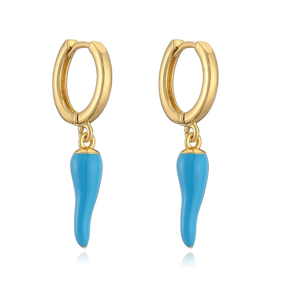 Jewelry Copper Colorful Sshaped Pepper Earrings Geometric Dripping Oil Style