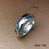 Jewelry Copper Couple Ring Inlaid Blue Green Zircon Geometric Style