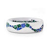 Jewelry Copper Couple Ring Inlaid Blue Green Zircon Geometric Style