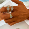Jewelry Copper Cshaped Fourleaf Clover Twocolor Plating Zirconia Light Luxury