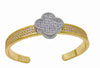 Jewelry Copper Cshaped Fourleaf Clover Twocolor Plating Zirconia Light Luxury