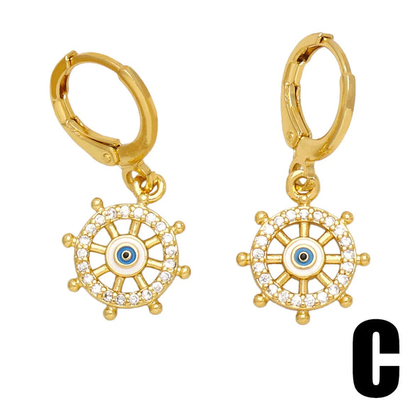 Jewelry Copper Devil's Eye Geometric Earrings Retro Style