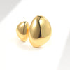 Jewelry Copper Double Oval Asymmetrical Curvature Geometric Ring Electroplated Brushed