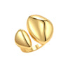 Jewelry Copper Double Oval Asymmetrical Curvature Geometric Ring Electroplated Brushed