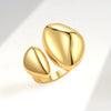 Jewelry Copper Double Oval Asymmetrical Curvature Geometric Ring Electroplated Brushed