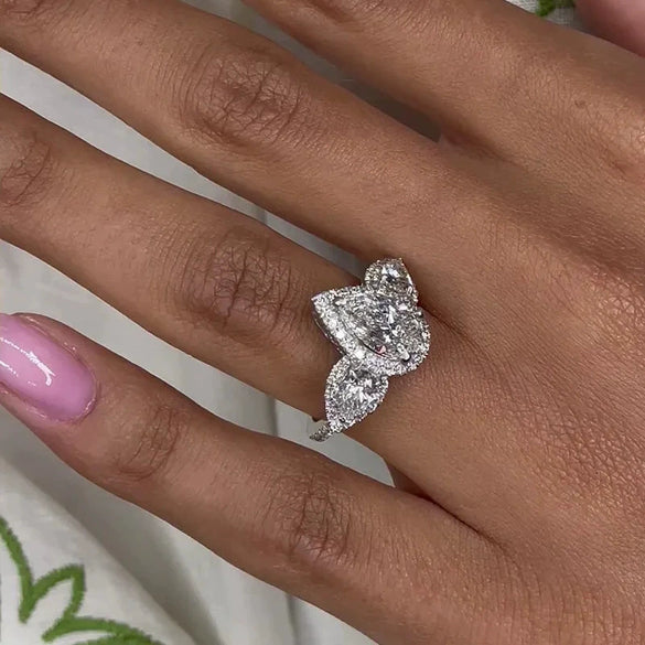 Jewelry Copper Dropshaped Inlaid Zircon Women's Ring