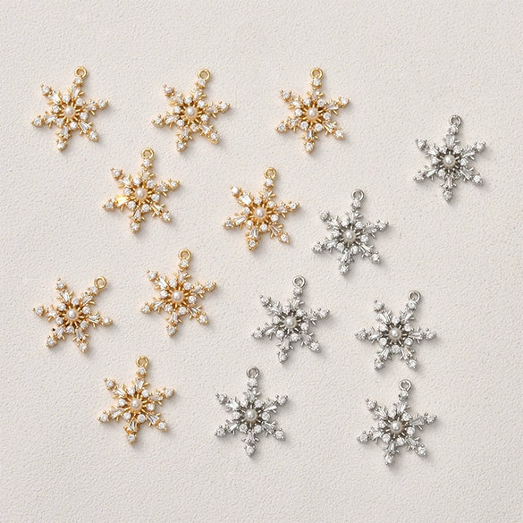 Jewelry Copper Electroplated Snowflake Pearl Pendant Material Accessories