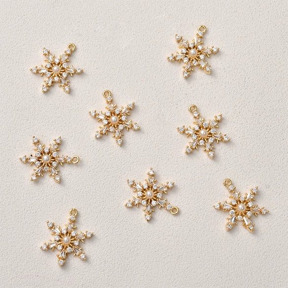 Jewelry Copper Electroplated Snowflake Pearl Pendant Material Accessories
