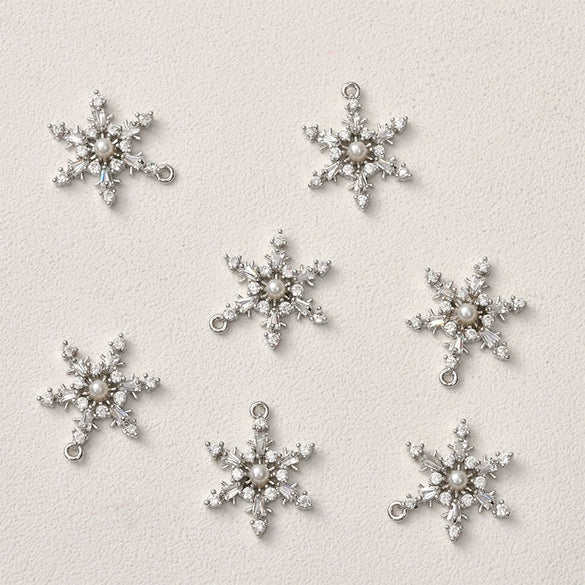 Jewelry Copper Electroplated Snowflake Pearl Pendant Material Accessories