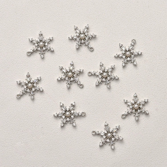 Jewelry Copper Electroplated Snowflake Pearl Pendant Material Accessories