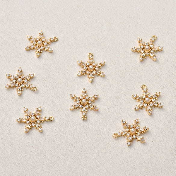 Jewelry Copper Electroplated Snowflake Pearl Pendant Material Accessories