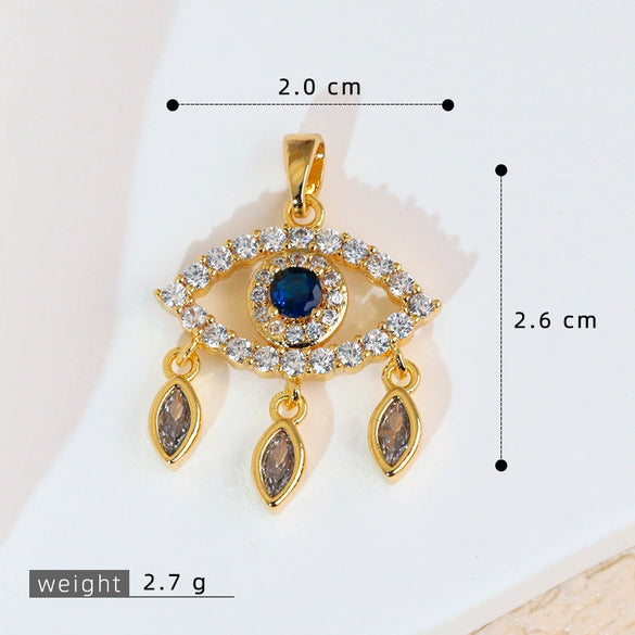 Jewelry Copper Electroplated Tassel Necklace Pendant With Devil's Eye Design