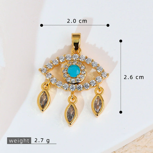 Jewelry Copper Electroplated Tassel Necklace Pendant With Devil's Eye Design