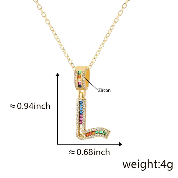 Jewelry Copper English Letter Pendant Necklace With Micro Inlaid Zircon Electroplated