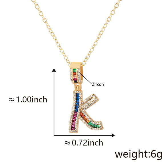 Jewelry Copper English Letter Pendant Necklace With Micro Inlaid Zircon Electroplated