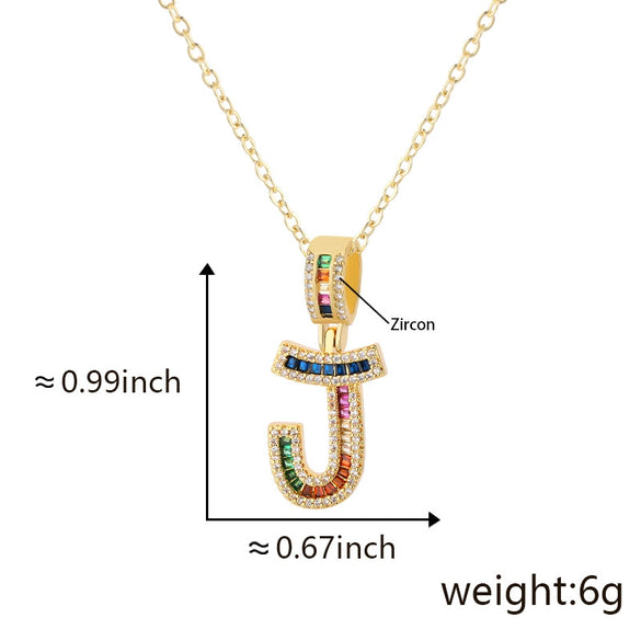 Jewelry Copper English Letter Pendant Necklace With Micro Inlaid Zircon Electroplated