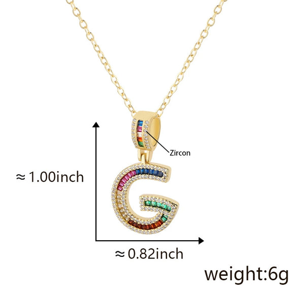 Jewelry Copper English Letter Pendant Necklace With Micro Inlaid Zircon Electroplated